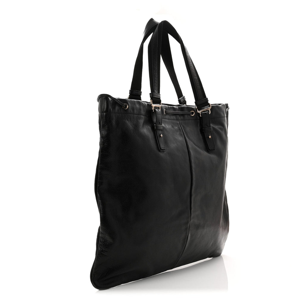 Calfskin Studded Drawstring Tote Black