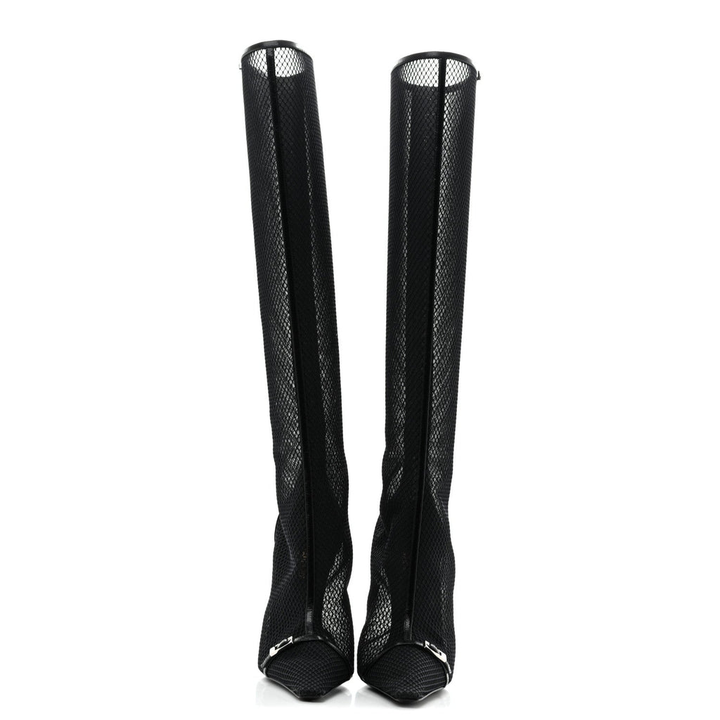 Mesh Oxails Knee High Boots 39 Black