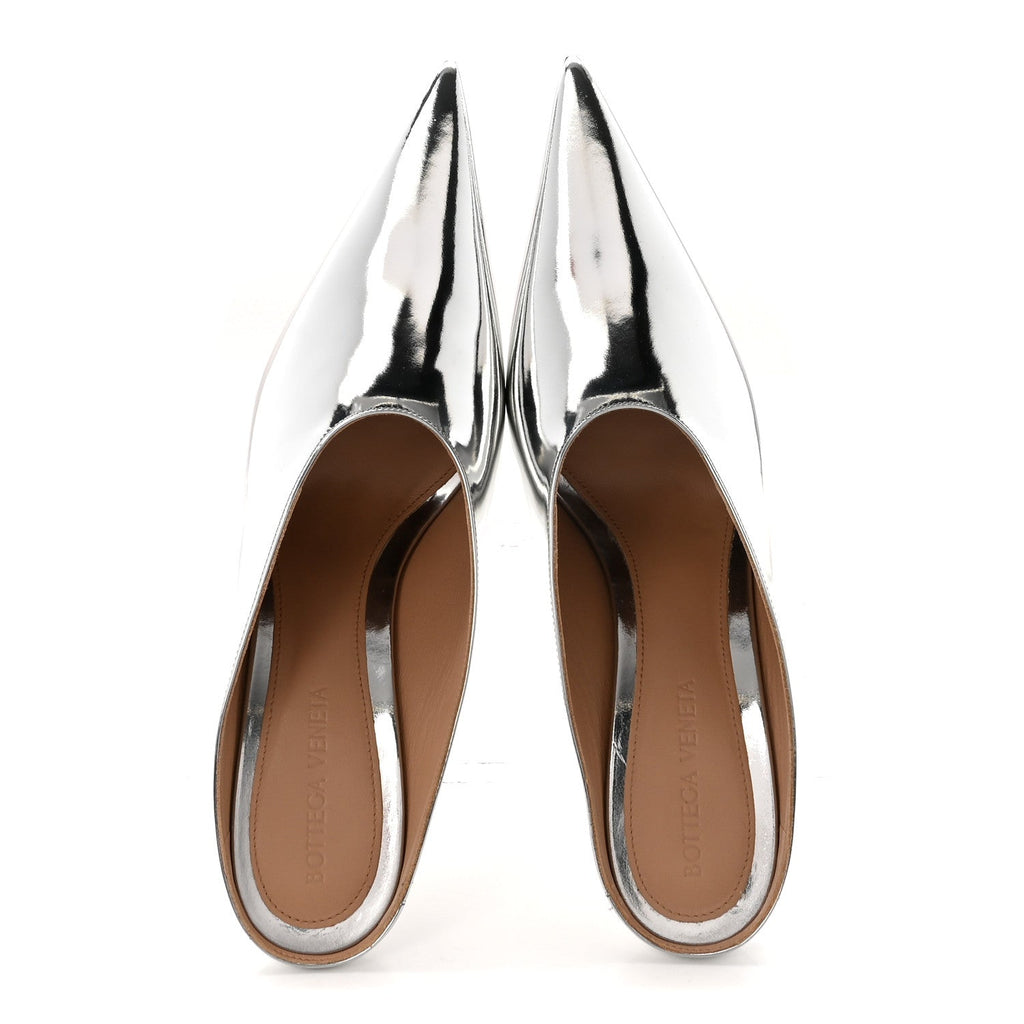 Laminated Calfskin Rocket Mule Pumps 37.5 Silver