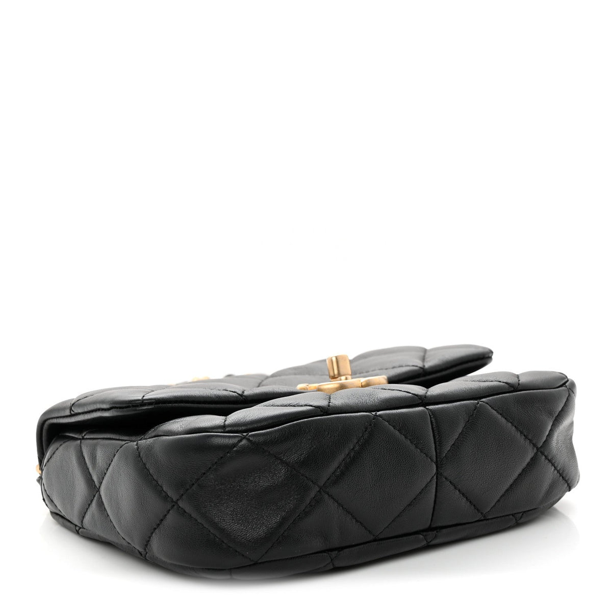 Lambskin Quilted Mini Lacquered Chain Flap Black