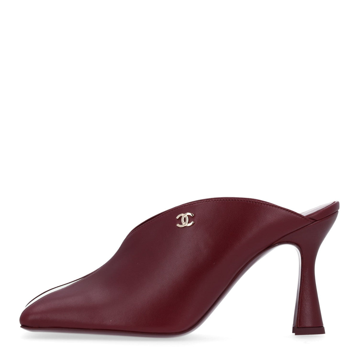 Lambskin CC Mules 38.5 Dark Burgundy Light Green