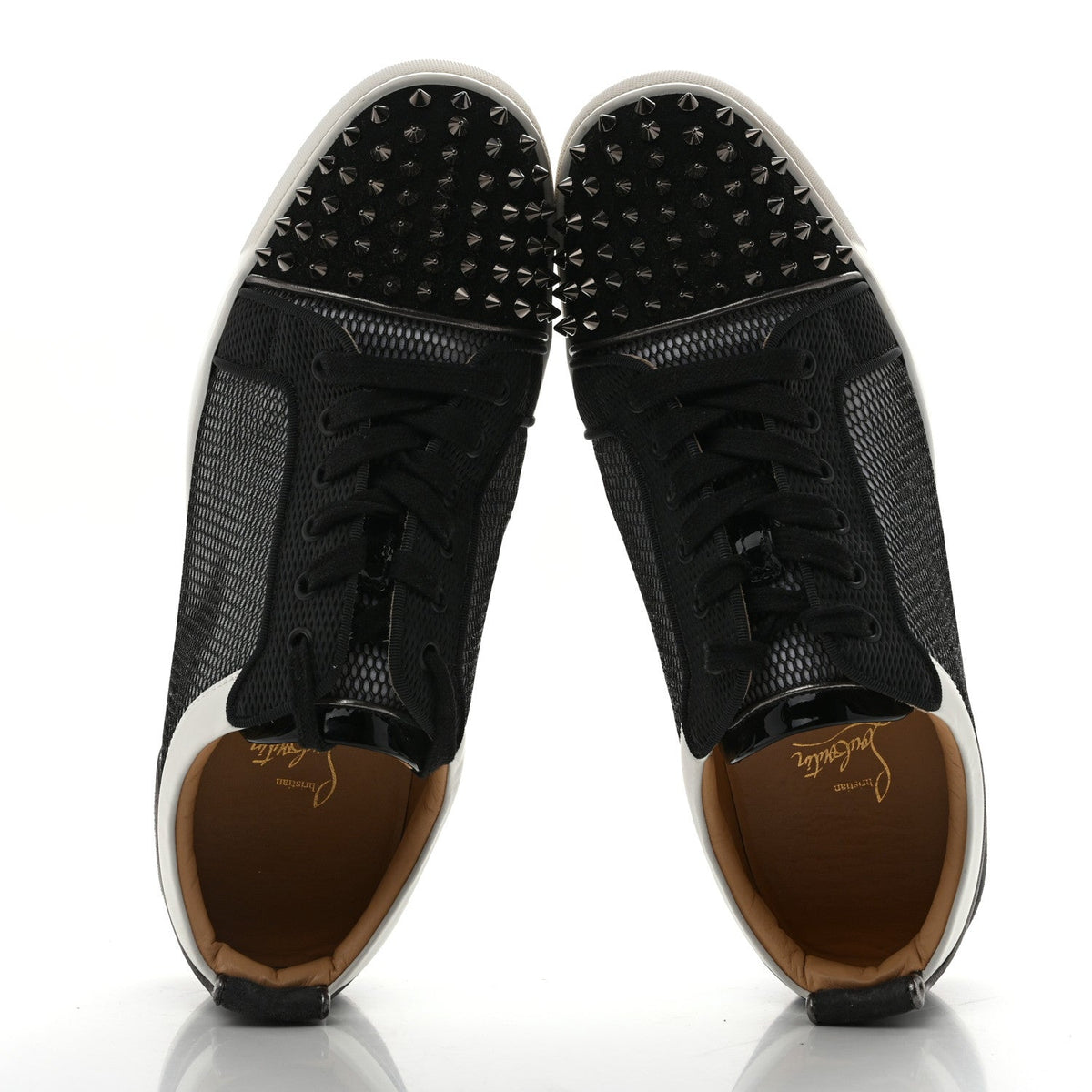 Suede Mesh Mens Louis Junior Spikes Orlato Flat Sneakers 42.5 Version Black White