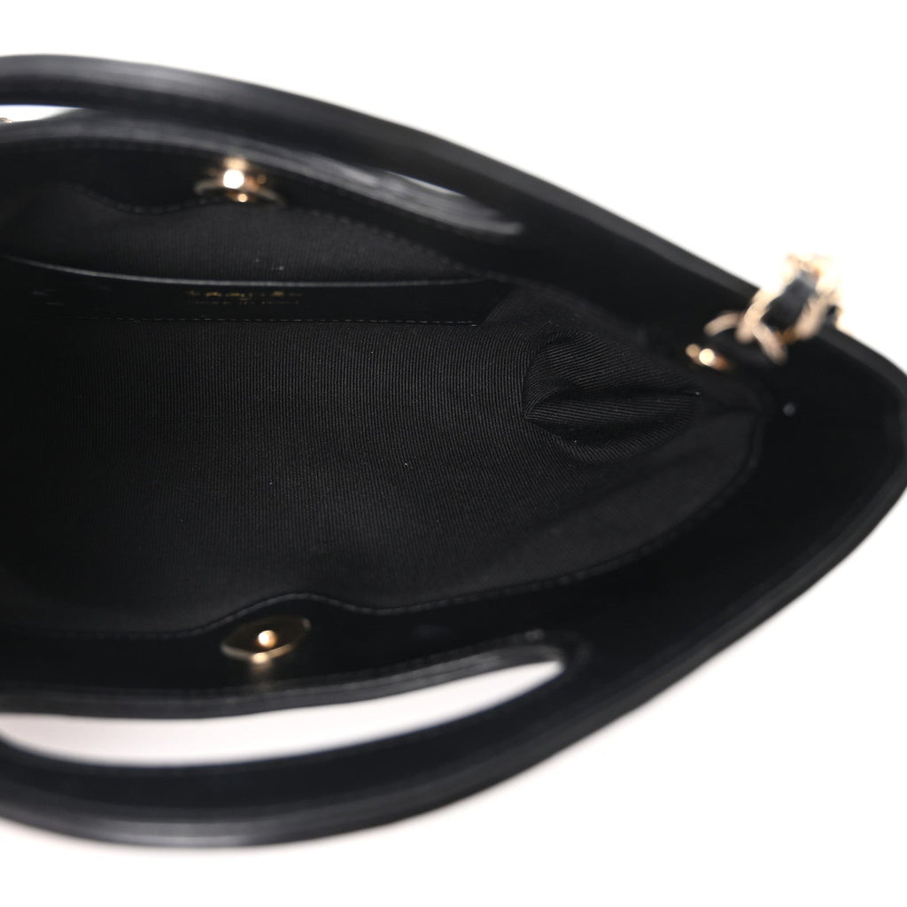 Shiny Crumpled Calfskin Quilted Nano 31 Shopping Bag Black