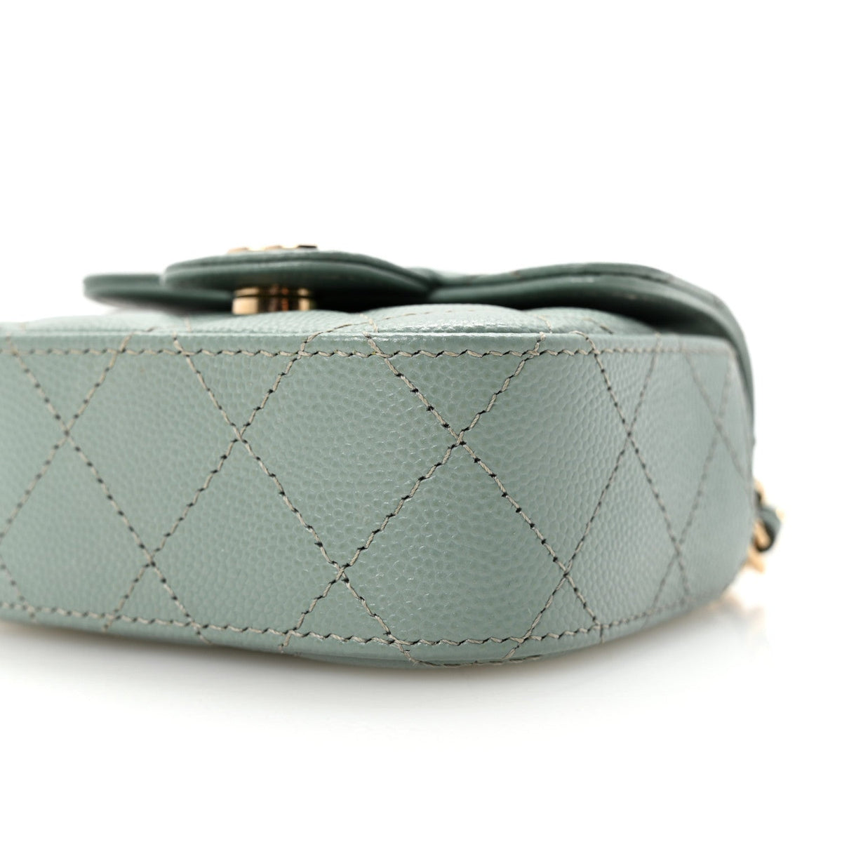Caviar Quilted Mini Clutch With Chain Light Green