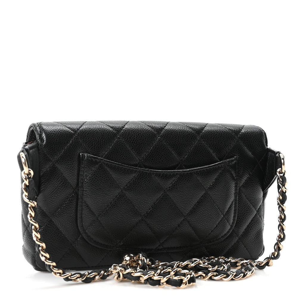 Caviar Quilted CC Flap Belt Bag Black