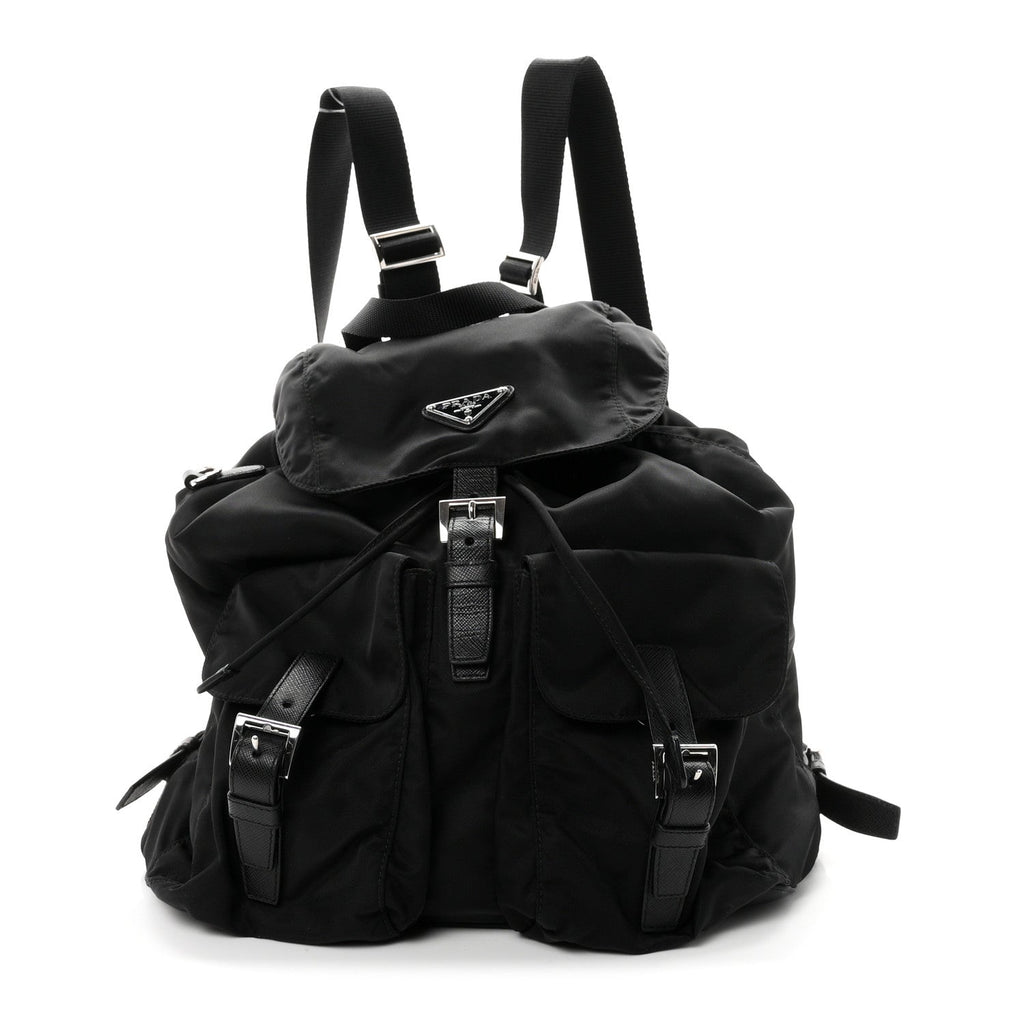 Re-Nylon Saffiano Medium Backpack Black