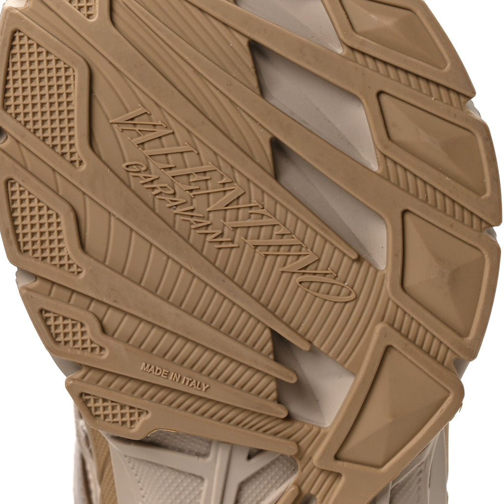 Mesh Calfskin Rockstud Womens Platform Sneakers 41 Poudre