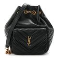 Lambskin Matelasse Monogram Joe Nano Bucket Bag Black