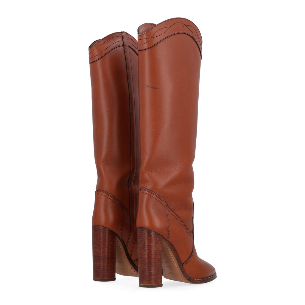 Kate 105 Western Knee High Boots 38 New Papaya