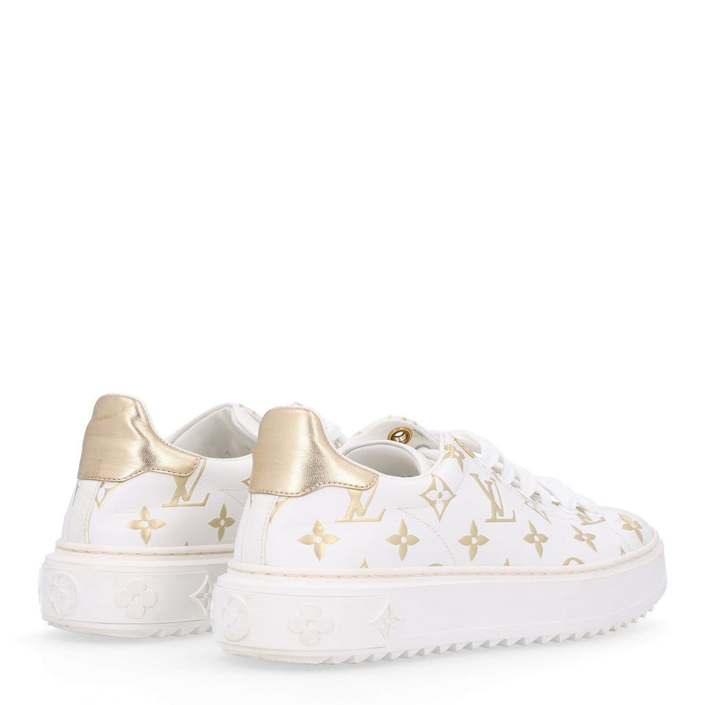 Calfskin Monogram Debossed Time Out Sneakers 37 Gold