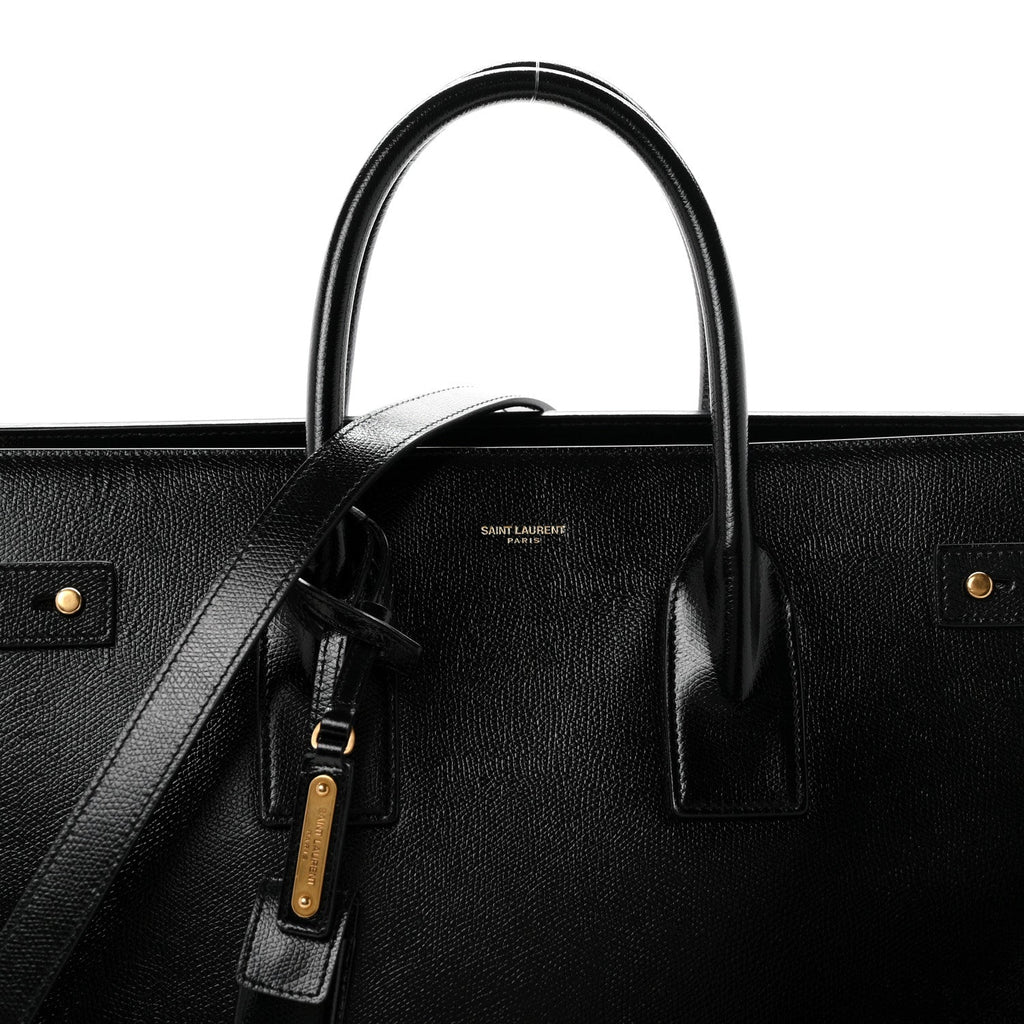 Patent Grain De Poudre Large Souple Sac De Jour Black