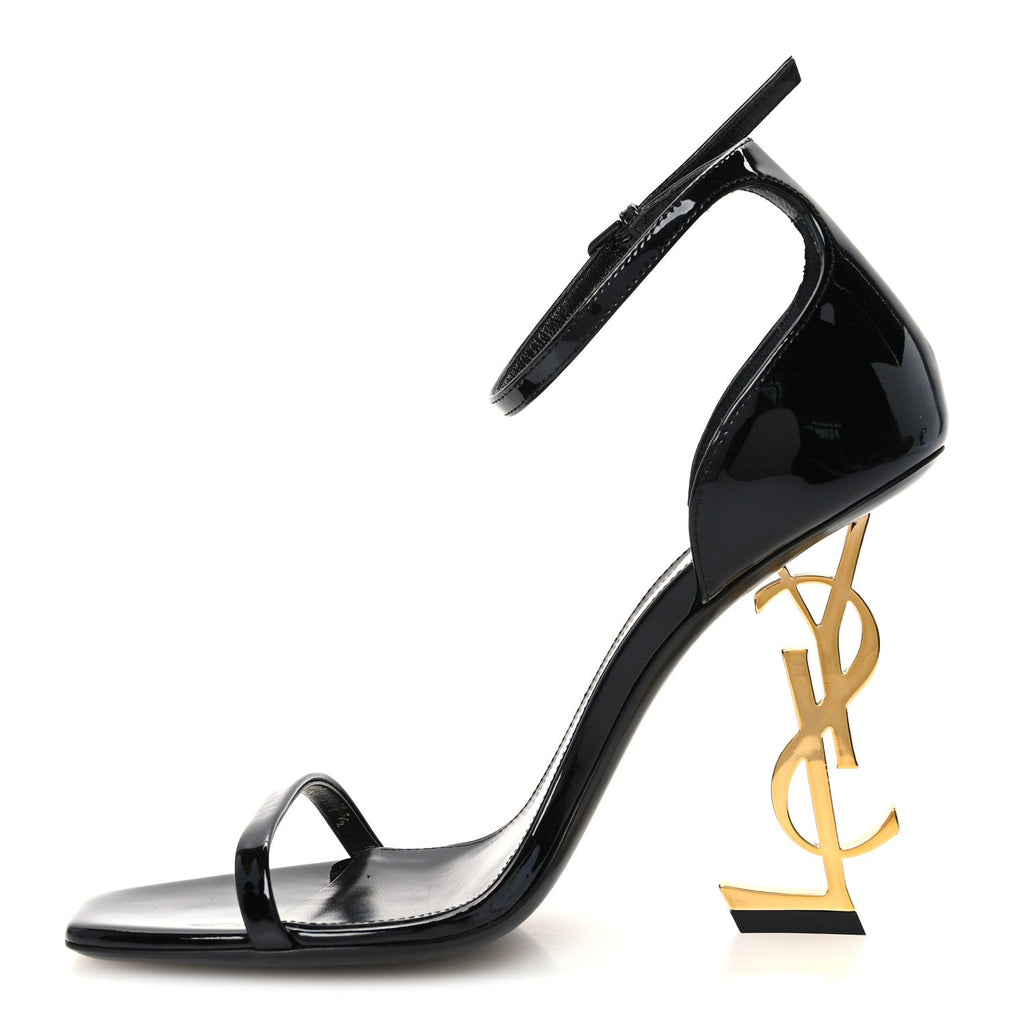 Patent Calfskin Opyum 110 Sandals 37.5 Black Gold
