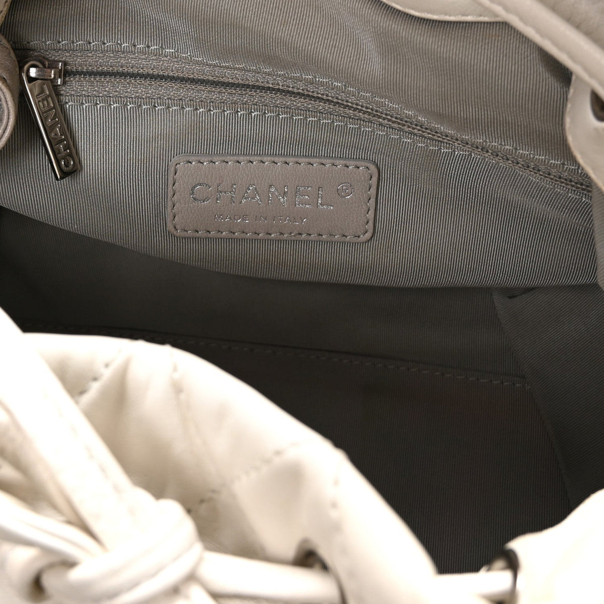 Lambskin Quilted Beijing Backpack Bag White