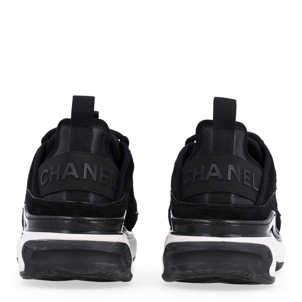 Suede Calfskin Nylon Grosgrain CC Sneakers 38 Black