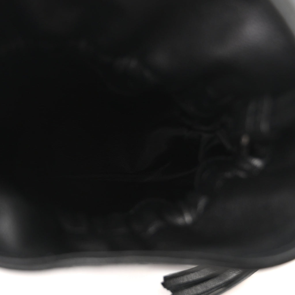 Sakai Be Green Calfskin Diagonal Stitched Mini Blondie Bucket Bag Black