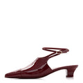 Patent Calfskin Cap Toe CC Slingback Pumps 38 Dark Burgundy