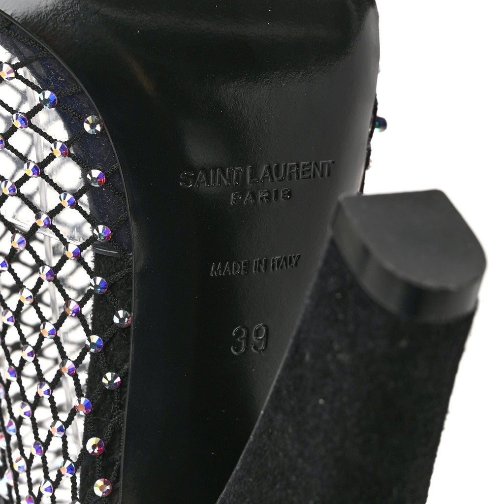 Mesh Crystal 68 Knee High Boots 39 Black