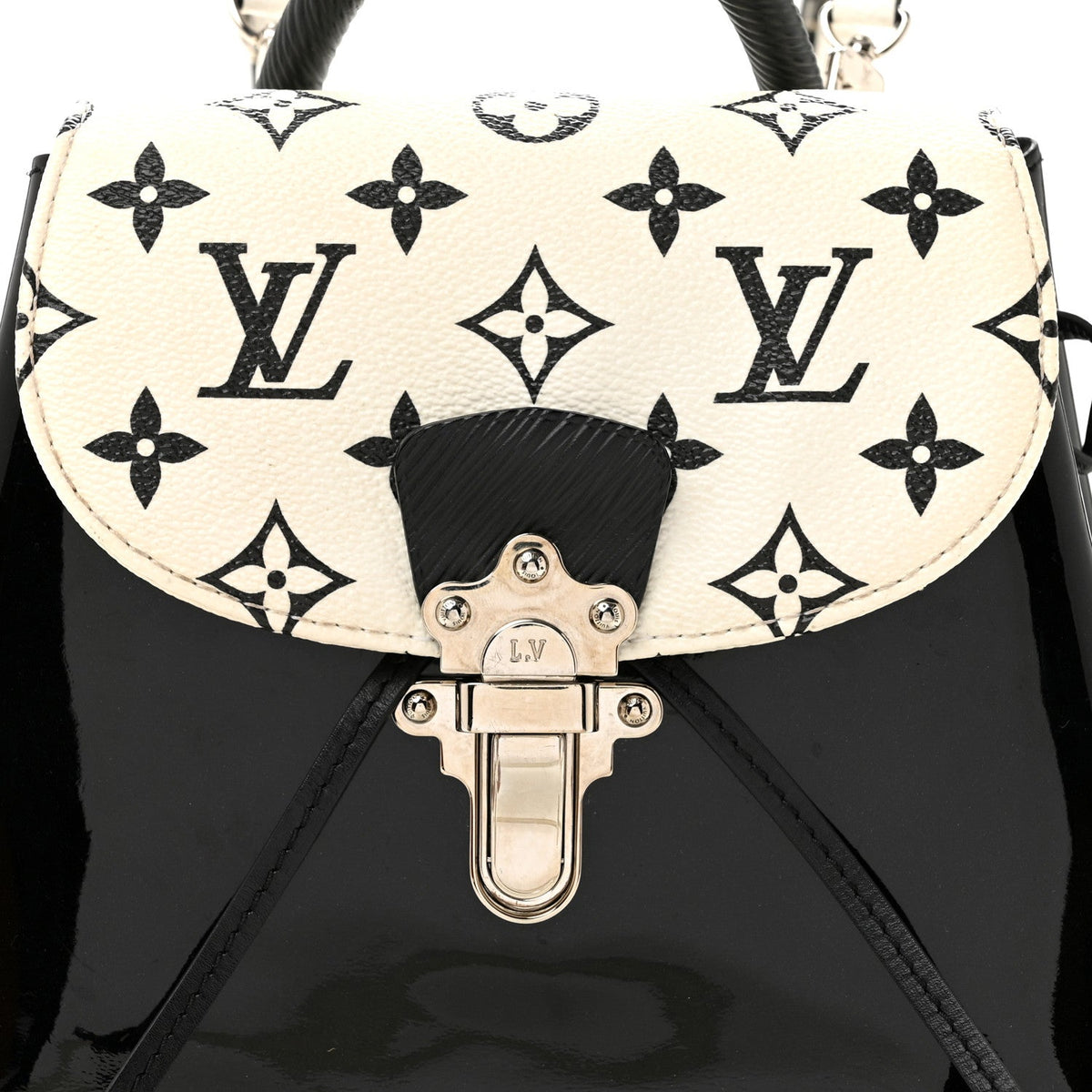 Patent Monogram Hot Springs Backpack Black White