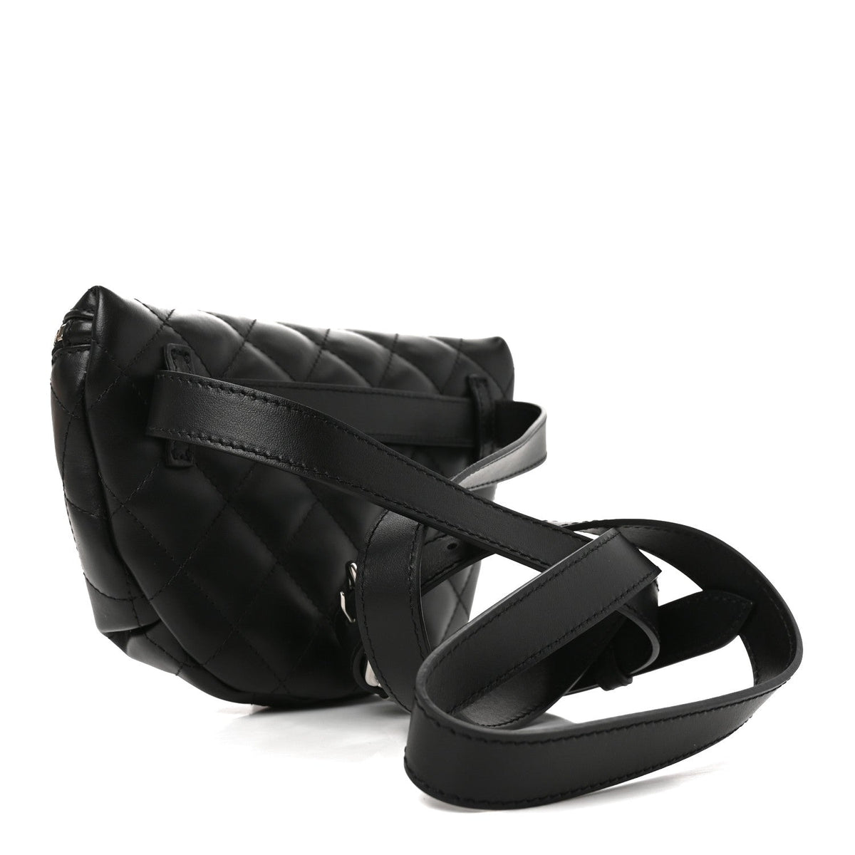 Calfskin Quilted Waist Belt Bag Black