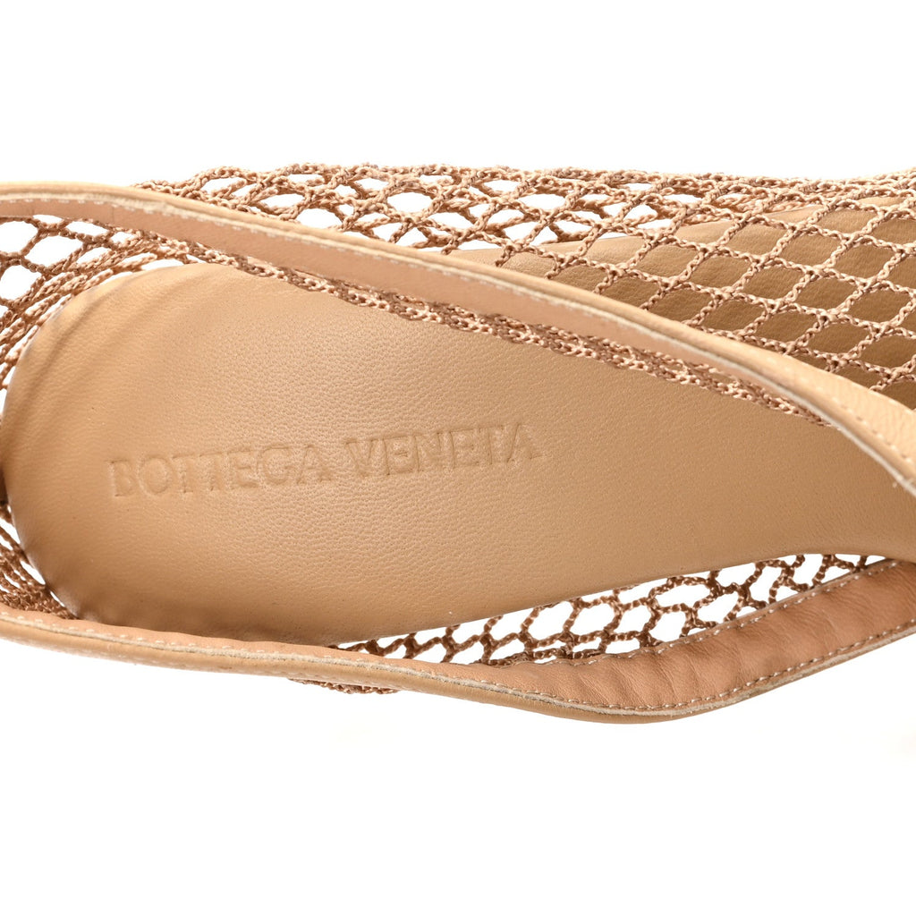 Mesh Calfskin Chain Stretch Pumps 38 Beige