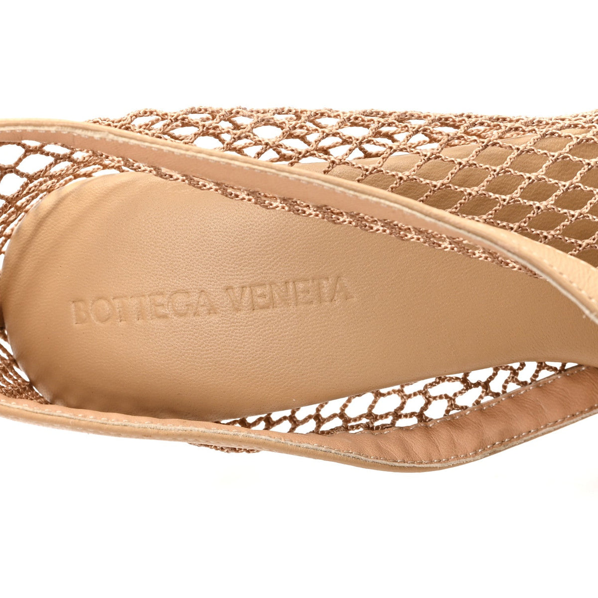 Mesh Calfskin Chain Stretch Pumps 38 Beige