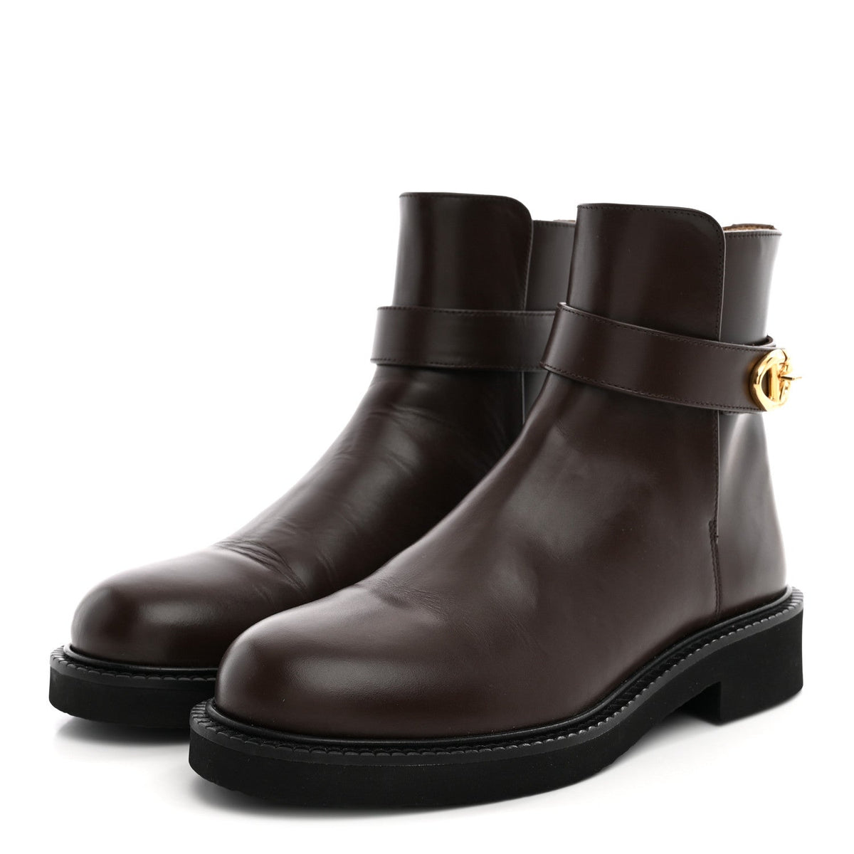 Calfskin VLogo Locker 40mm Ankle Boots 36.5 Brown