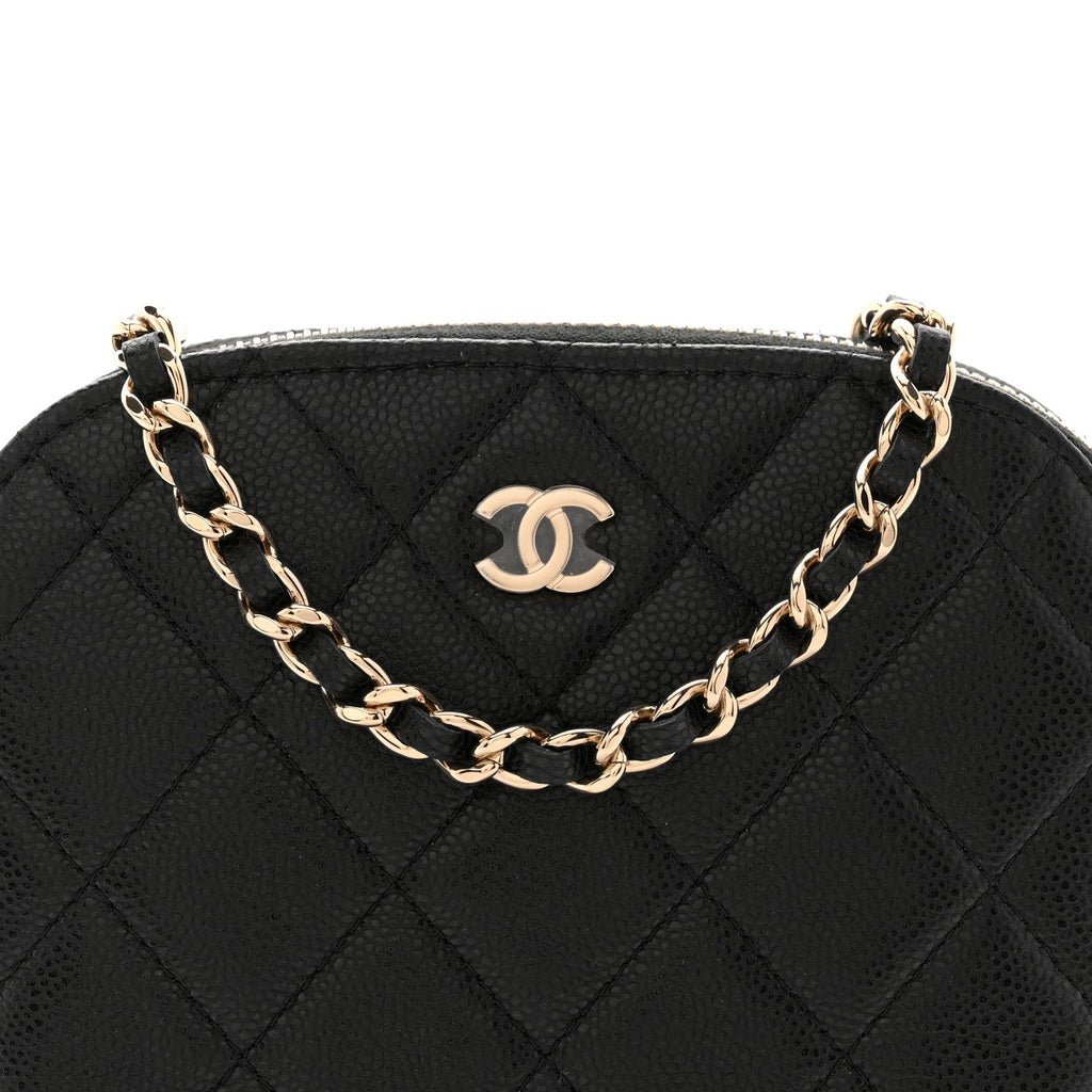 Caviar Quilted Mini Classic Clutch With Chain Black