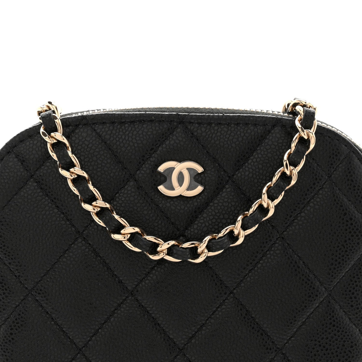 Caviar Quilted Mini Classic Clutch With Chain Black
