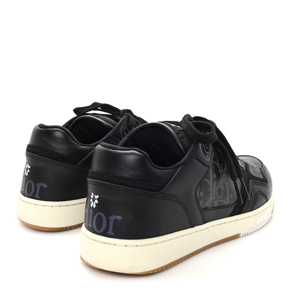 Smooth Calfskin Oblique Perforated Mens B27 Low Top Sneakers 39 Black Grey