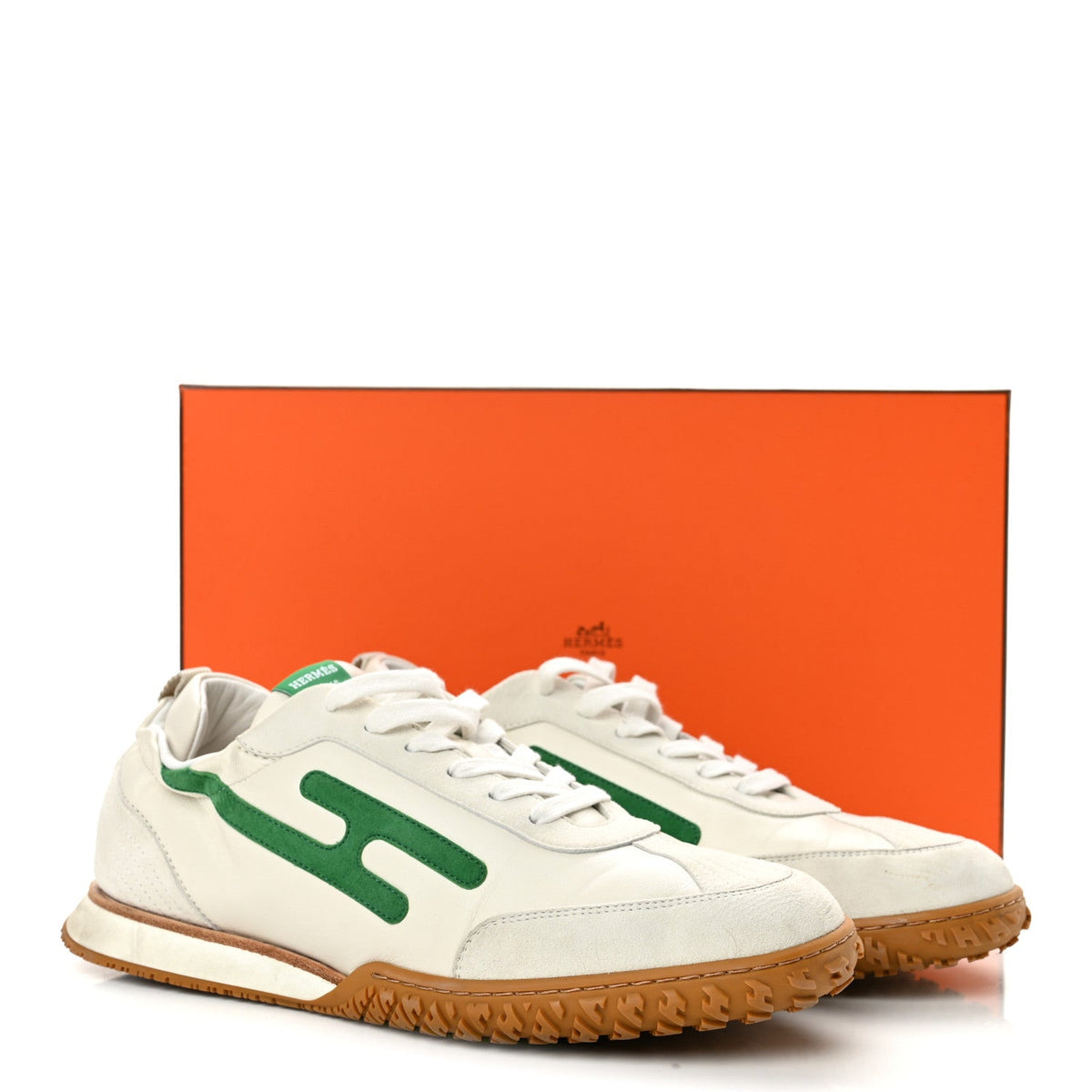 Nappa Suede Goatskin Jet Sneakers 42 White Vert Jungle