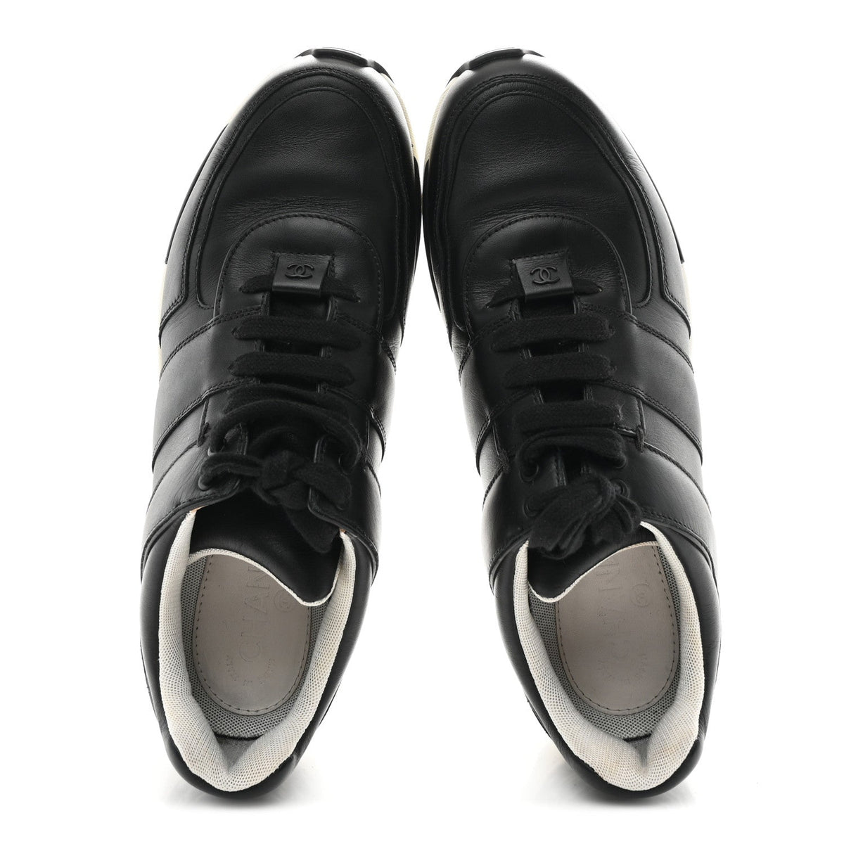 Calfskin Tweed CC Sneakers 41 Black White