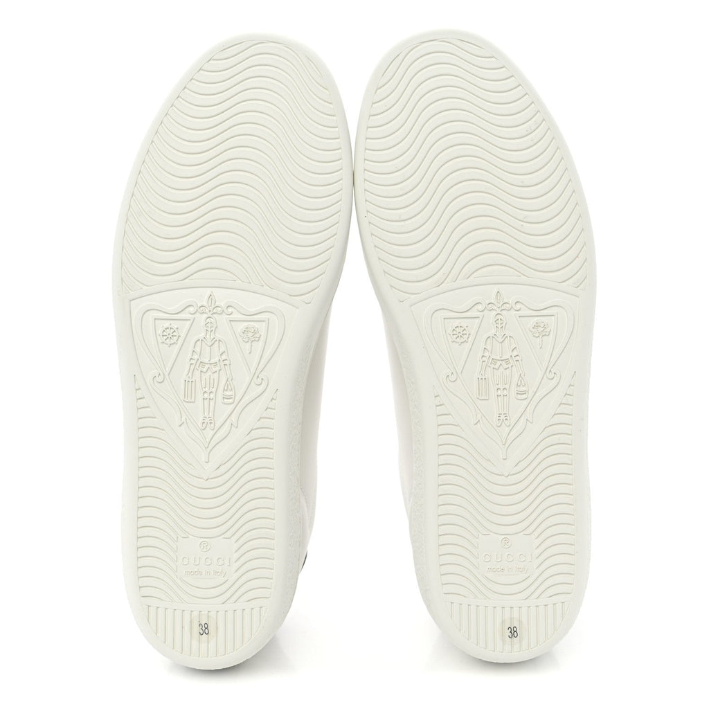 Calfskin Interlocking G Perforated Womens Ace Sneakers 38 White Grey Sky