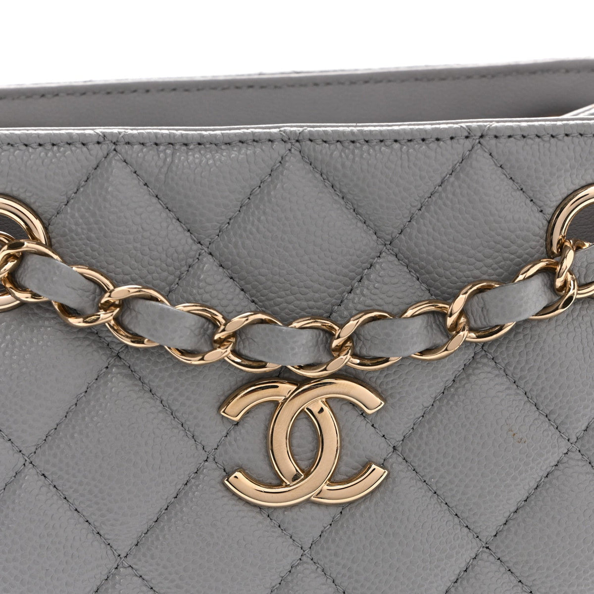 Caviar Quilted Mini Bucket Bag Grey