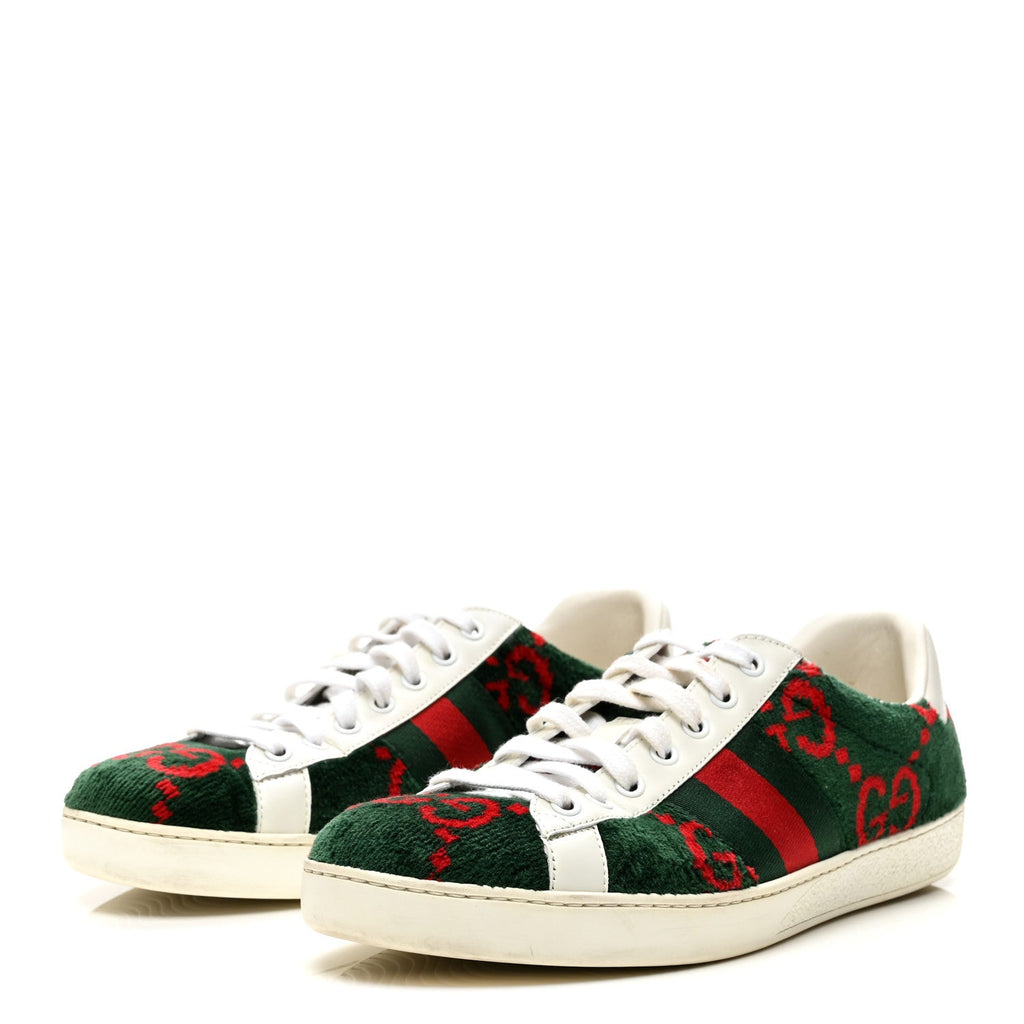 Covered Wool Big GG Monogram Mens Sneakers 8.5 Green Red