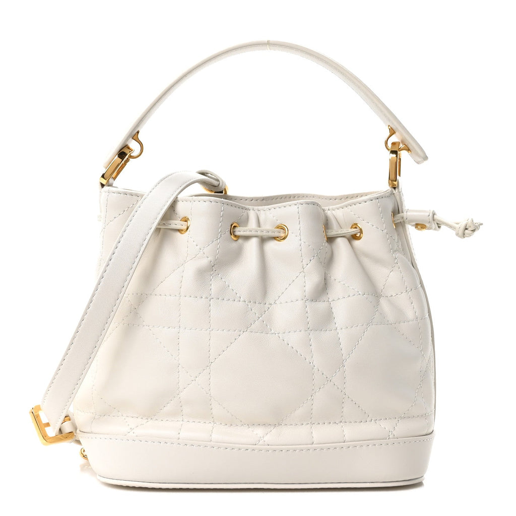 Lambskin Macrocannage Jolie Bucket Bag Latte