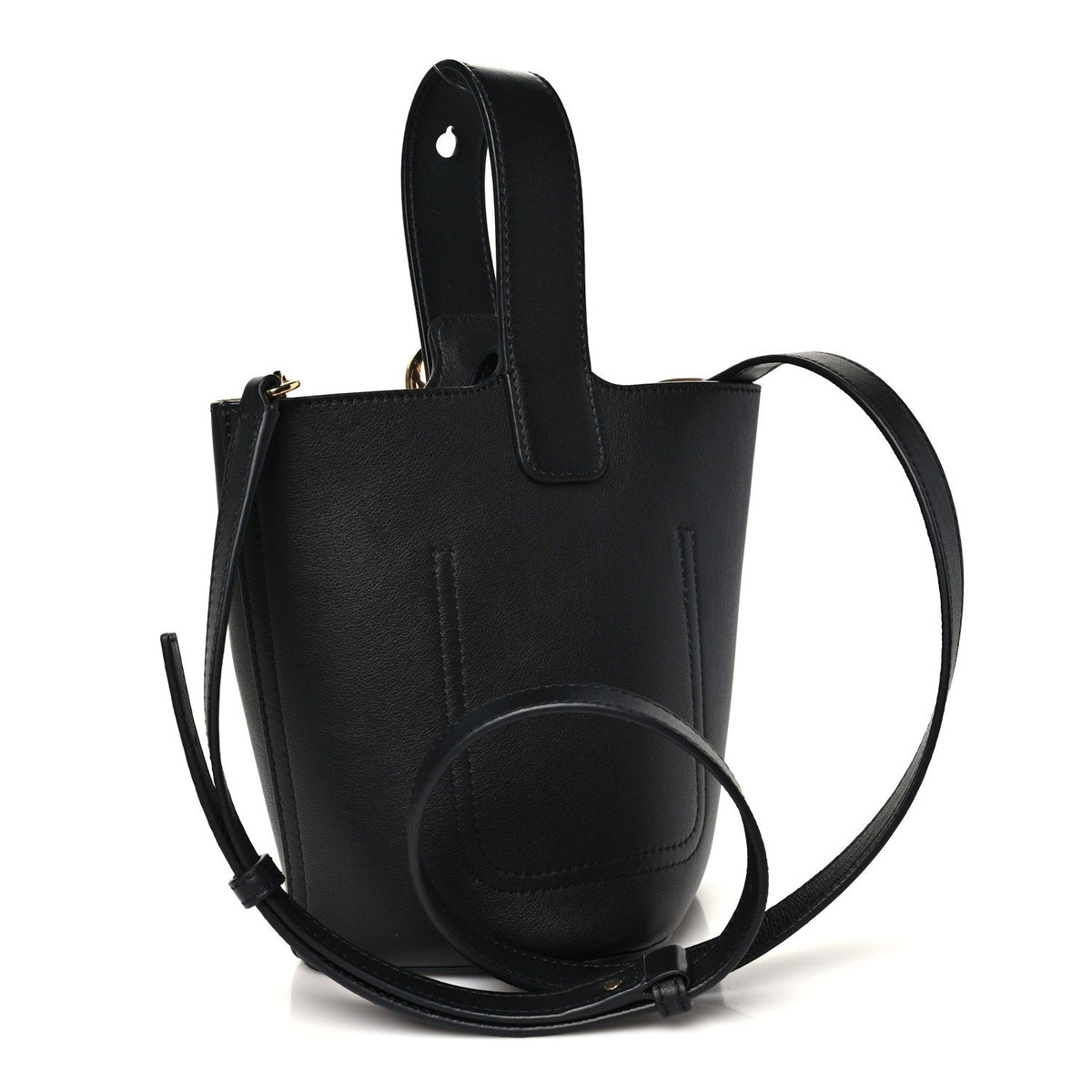 Soft Grained Calfskin Mini Pebble Bucket Bag Black