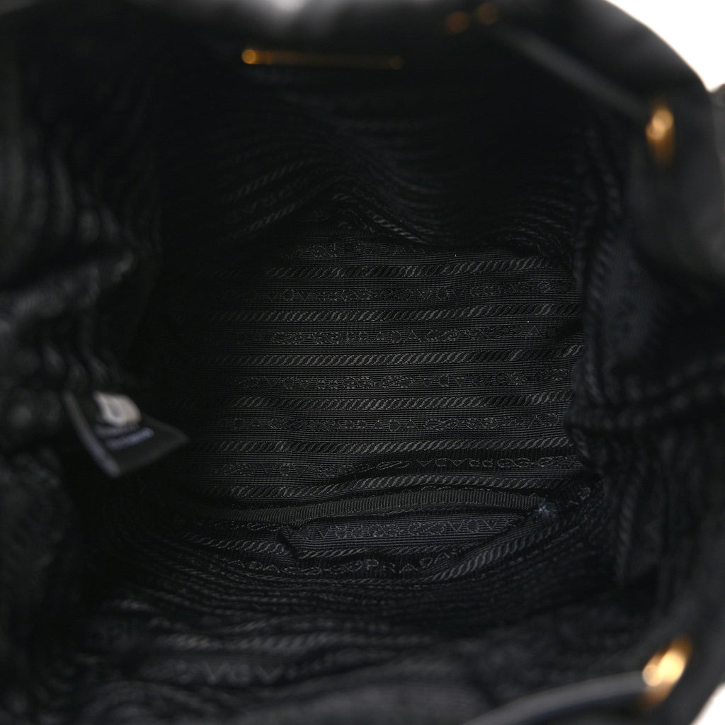 Re-Nylon Saffiano Stitched Duet Bucket Bag Black