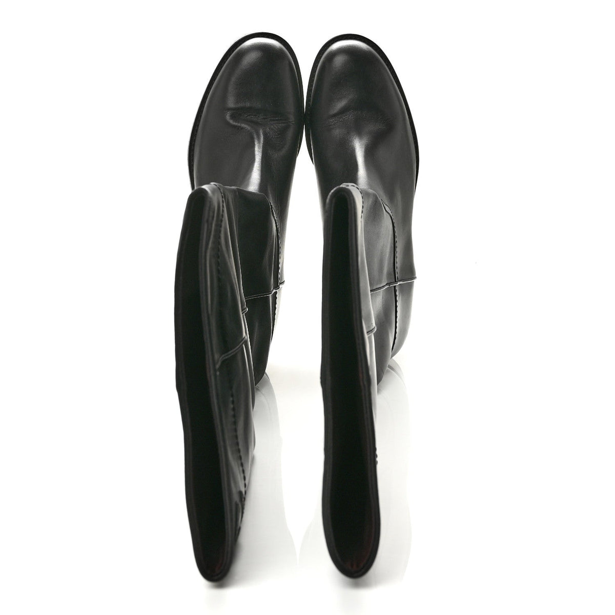 Calfskin Ascot Riding Boots 39.5 Black