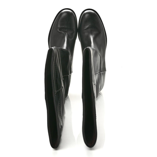 Calfskin Ascot Riding Boots 39.5 Black