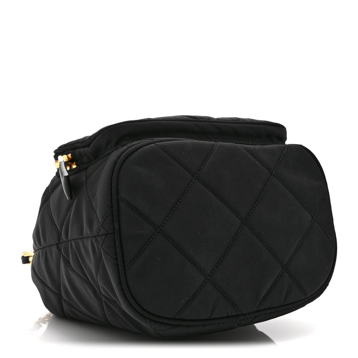 Re-Nylon Saffiano Stitched Duet Bucket Bag Black