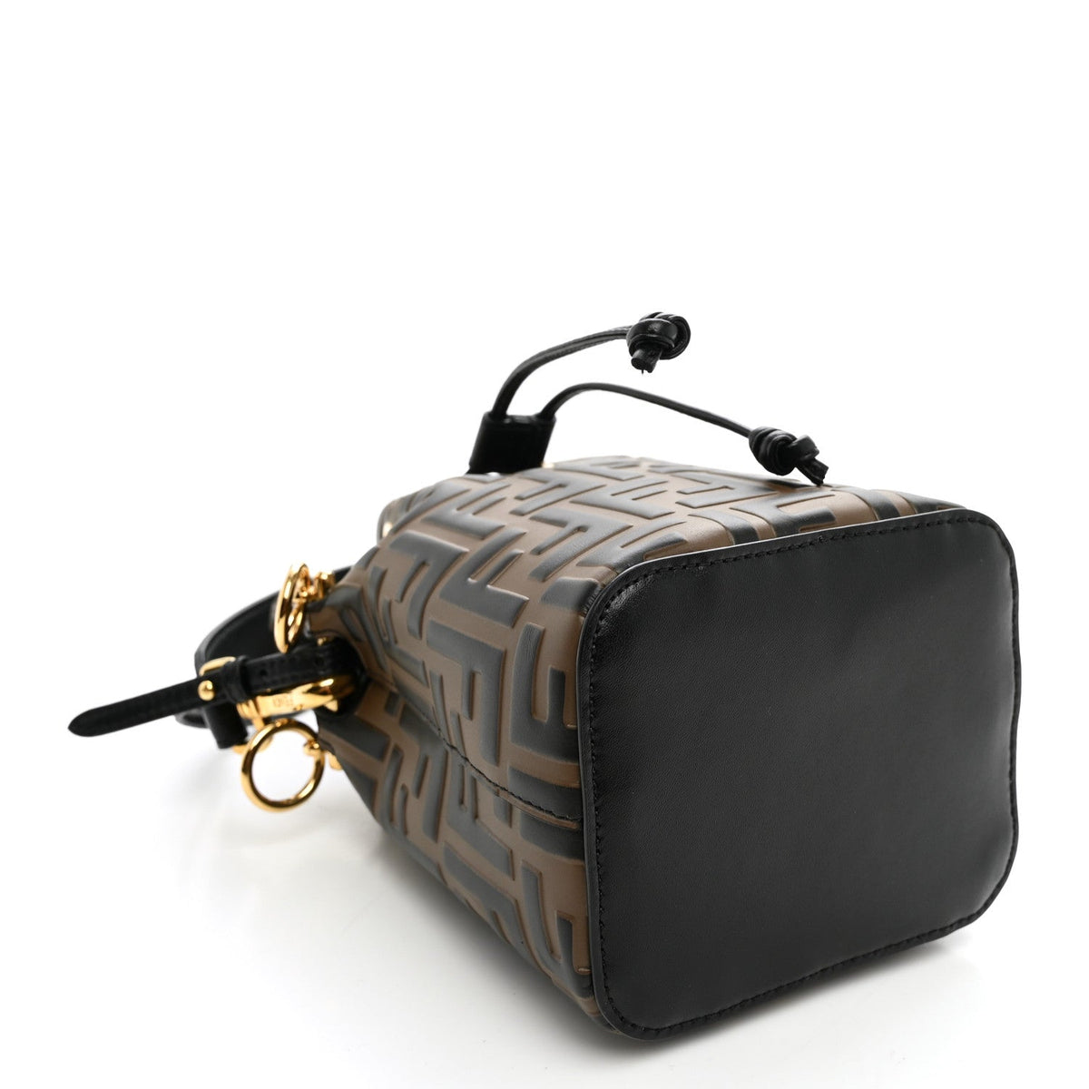 Vitello Liberty F is Fendi Bi-Color FF 1974 Embossed Mini Mon Tresor Bucket Bag Maya Black