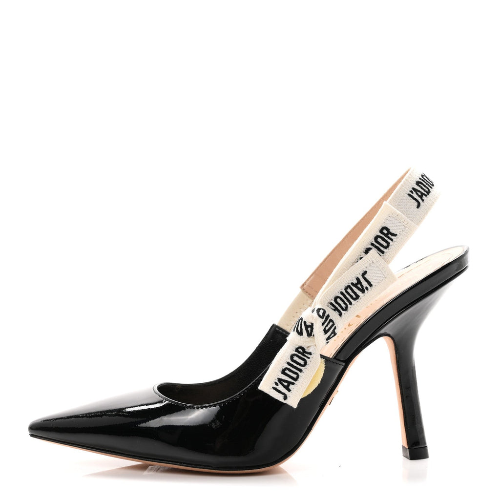 Patent Ribbon J'Adior Slingback 100mm Pumps 36.5 Black