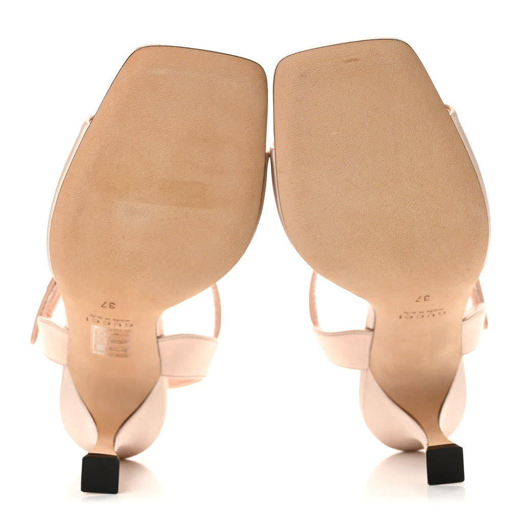 Satin Crystal Horsebit Sandal Pumps 37 Antique Rose