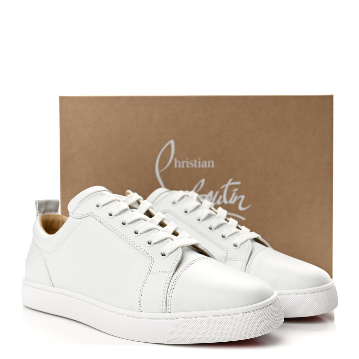 Calfskin Mens Louis Junior Flat Sneakers 44 White