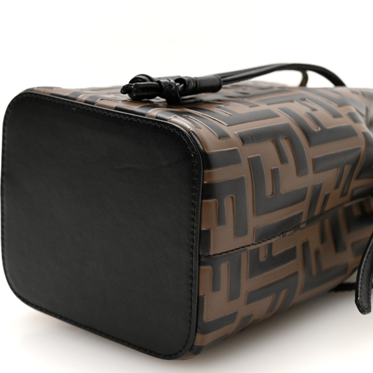 Vitello Liberty F is Fendi Bi-Color FF 1974 Embossed Mini Mon Tresor Bucket Bag Maya Black