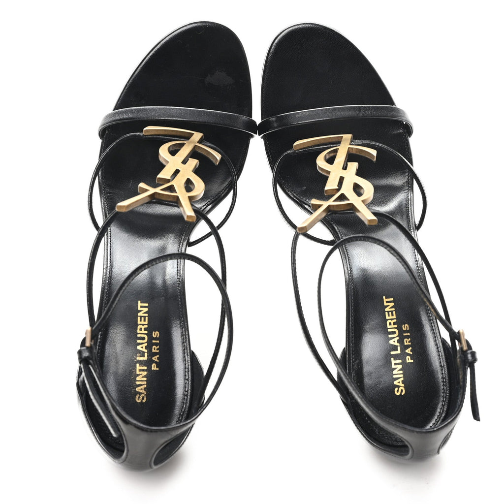 Calfskin Cassandra 100 Ankle Strap Sandals 41 Black