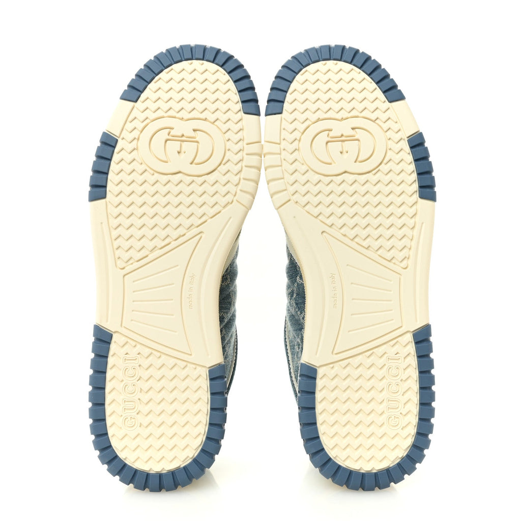 New Denim Delave GG Monogram Womens Re-Web Sneakers 40 Light Blue Royale