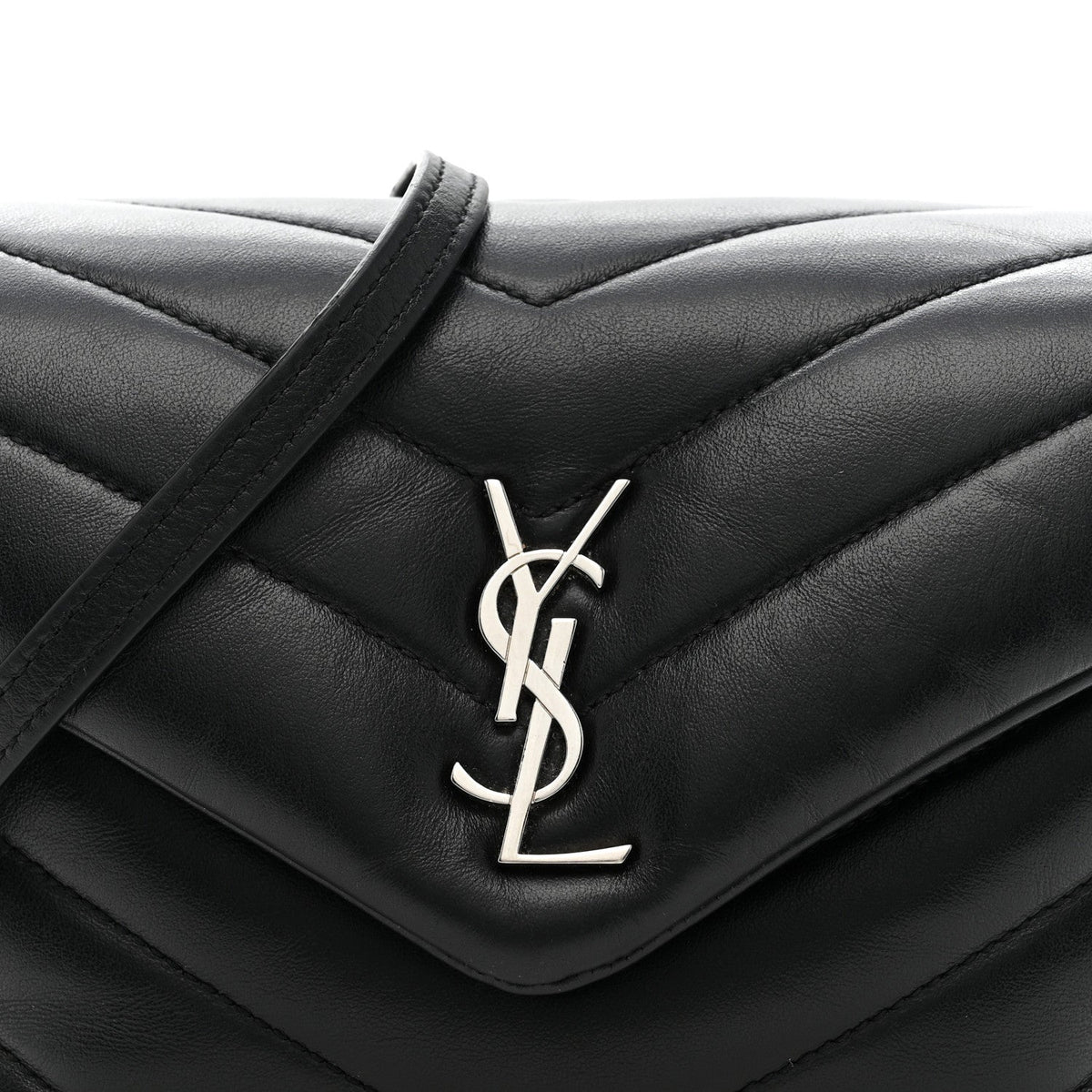 Calfskin Y Quilted Monogram Toy Loulou Crossbody Bag Black