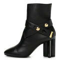 Calfskin Belted Silhouette Ankle Boots 39 Black