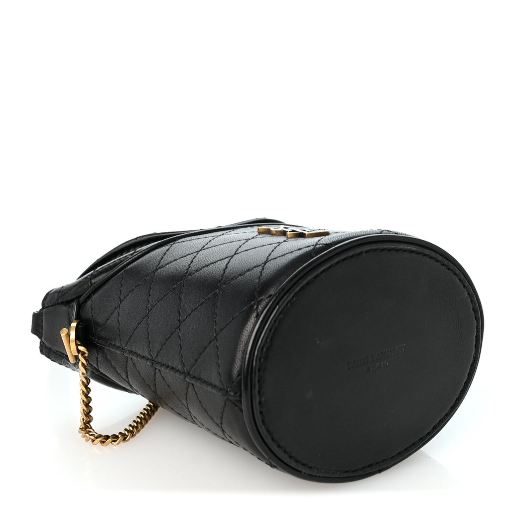 Lambskin Gabby Micro Bucket Bag Black